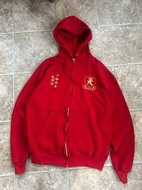 Vintage Jerzees Super Sweats Shaolin Hung Gar Kung Fu Dragon Embroidered Hoodie